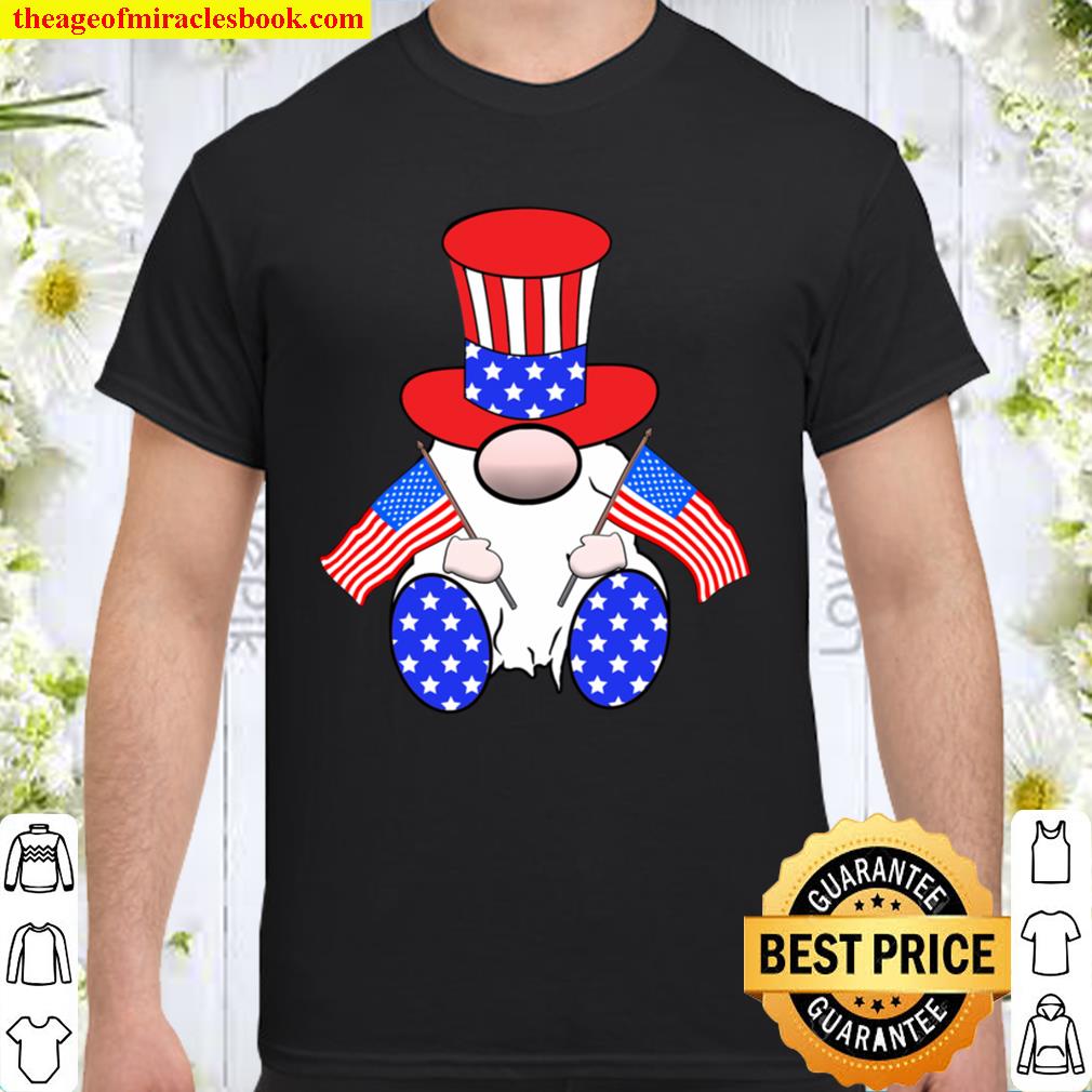 Cute Patriotic Gnome American Flag Happy 4th of July Shirt