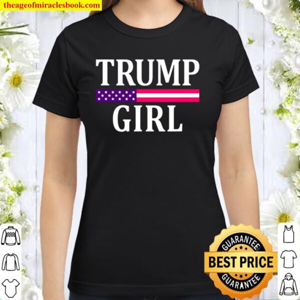Cute Vintage Vote Trump Girl Republican Us Flag Womens Classic Women T-Shirt