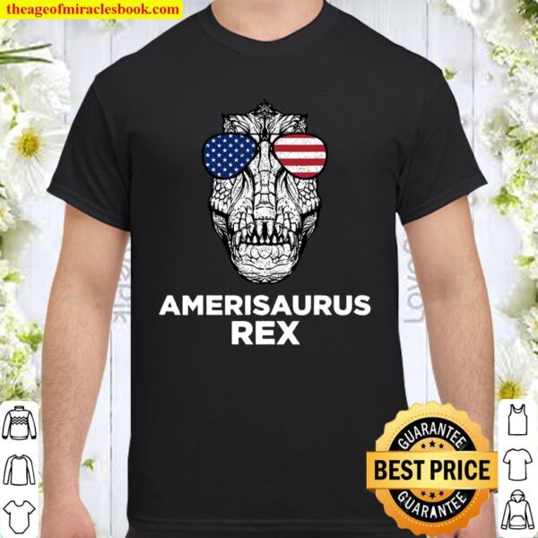 Dinosaur 4Th Of July Amerisaurus T Rex American Flag Glasses Shirt