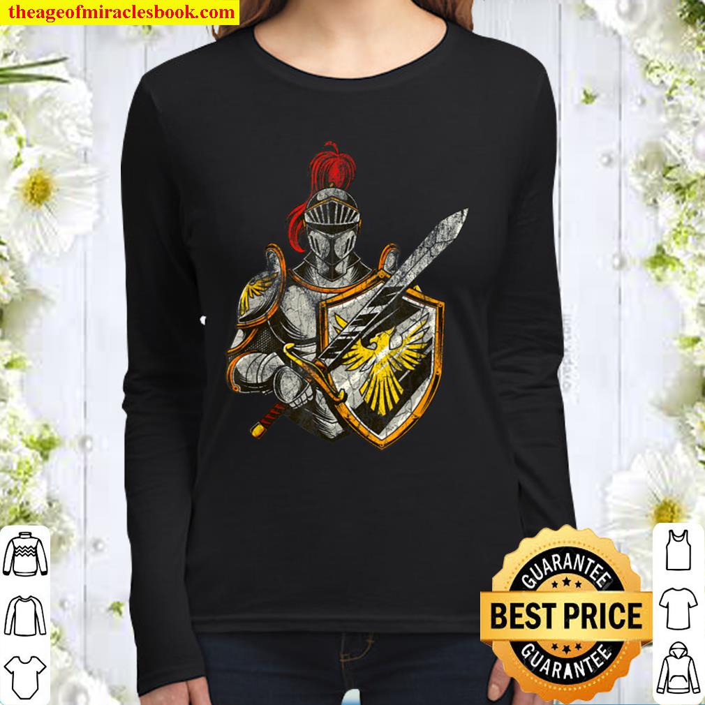 Distressed Knight Gothic Emo Middle Age - Urban Graphic Women Long Sleeved