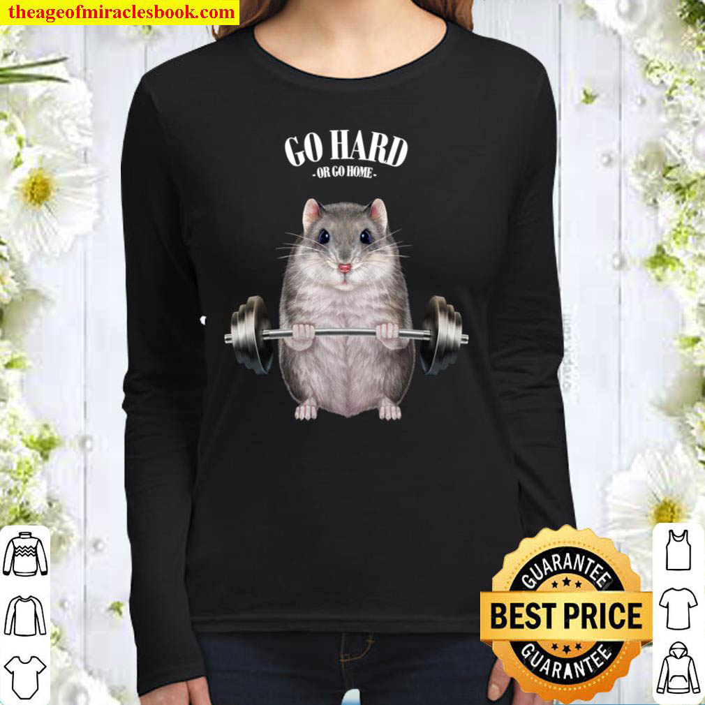 Dwarf Hamster Weightlifting in Fitness Gym Women Long Sleeved
