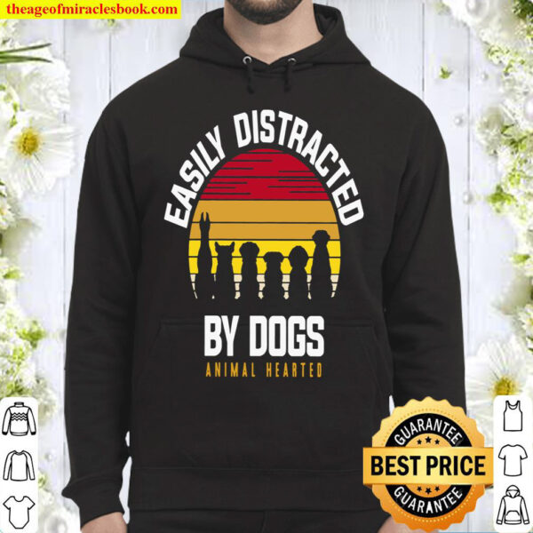 Easily Distracted By Dogs Animal Hearted Hoodie