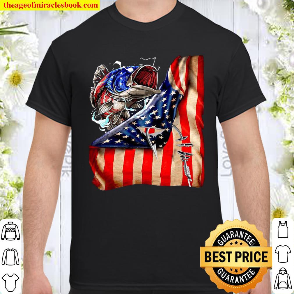Fishing Hooked American Flag shirt