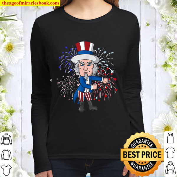 Flossing Uncle Sam T-Shirt Floss Like A Boss 4th of July Women Long Sleeved