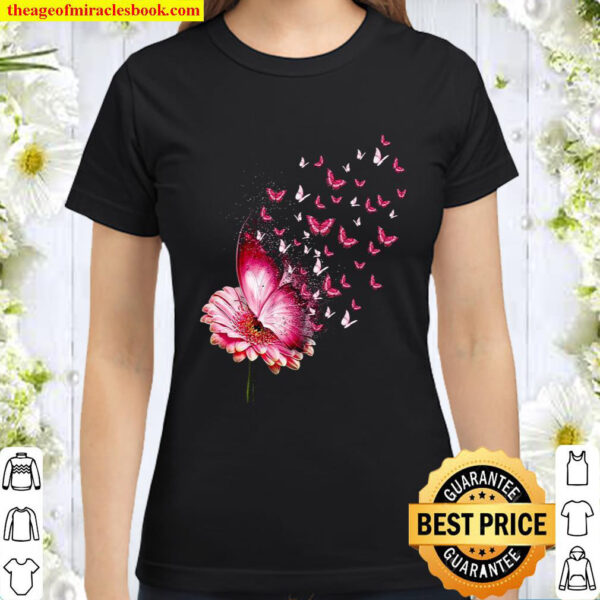 Flower And Butterfly Classic Women T Shirt