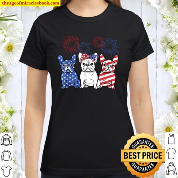 French bulldog american flag Classic Women T-Shirt