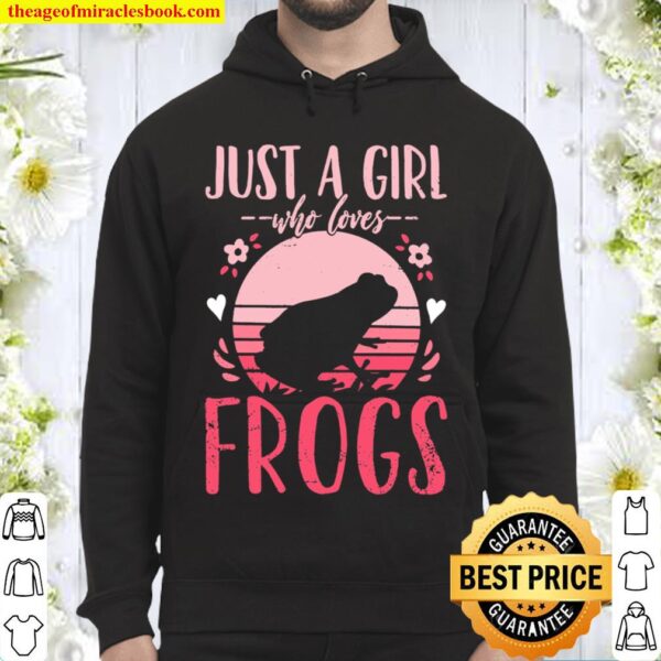 Frog Just a Girl Who Loves Frogs Retro Vintage Hoodie