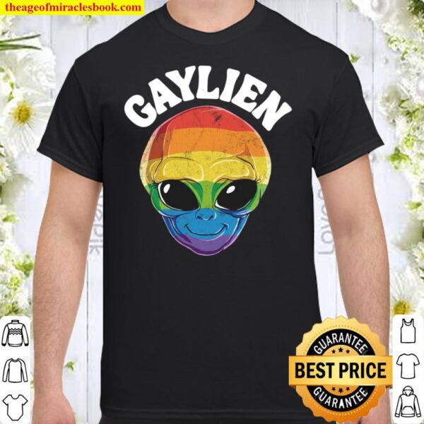 Gaylien Alien LGBT Gay Pride Rainbow Flag Funny UFO Lover Shirt