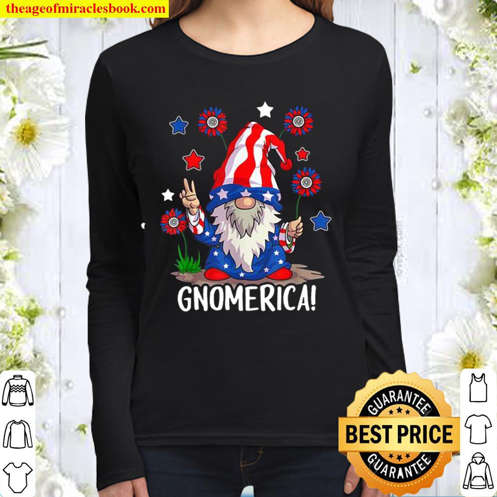 Gnomes 4th Of July Women Gnomerica Girls American Flag Independence Da Women Long Sleeved