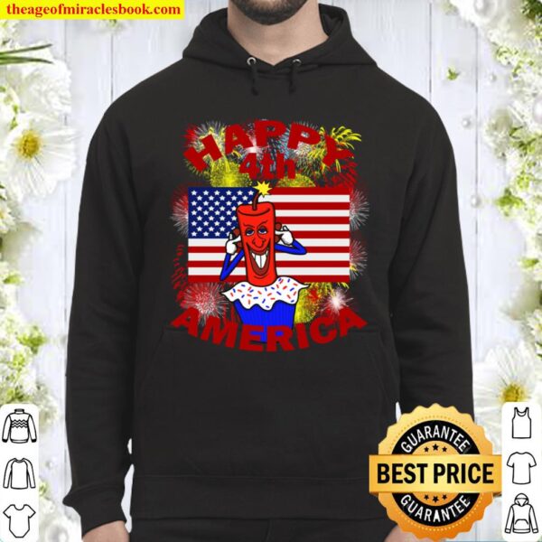 Happy 4th America Fourth of July Celebration Red Letter Hoodie