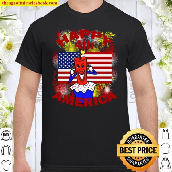 Happy 4th America Fourth of July Celebration Red Letter Shirt