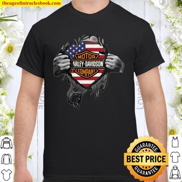 Harley Davidson US Flag Tshirt Motorcycles Blood Inside Me American Fl Shirt