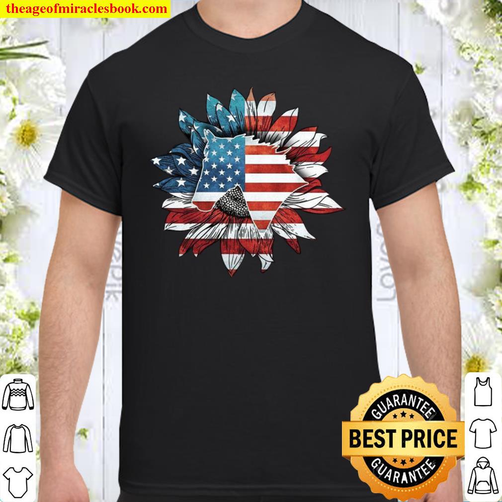 Horse Sunflower US Flag Shirt