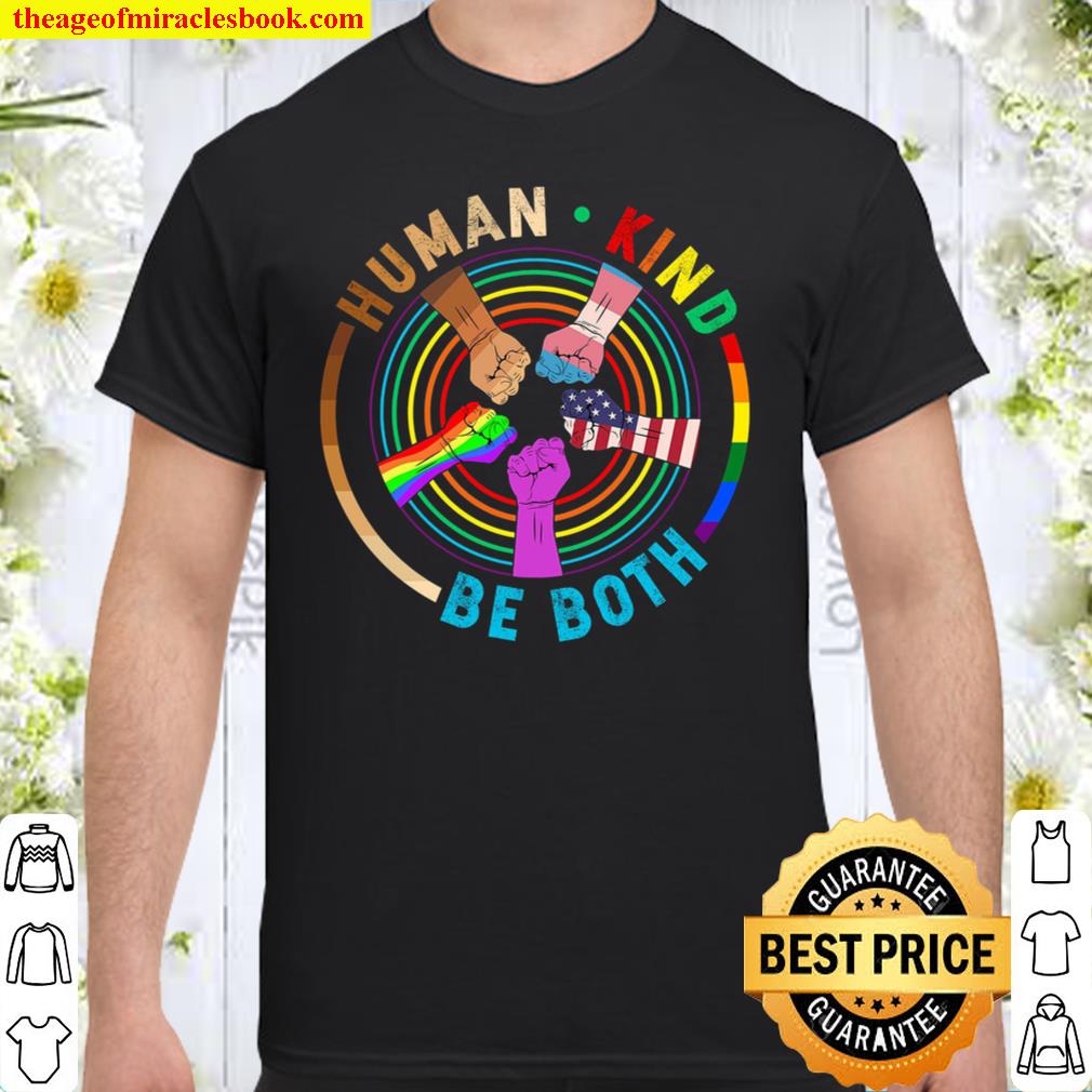 Humankind Be Both, Melanin USA Flag Rainbow Fists Shirt