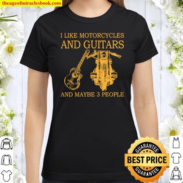 I Like Motorcycles And Guitars Silhouette Classic Women T-Shirt