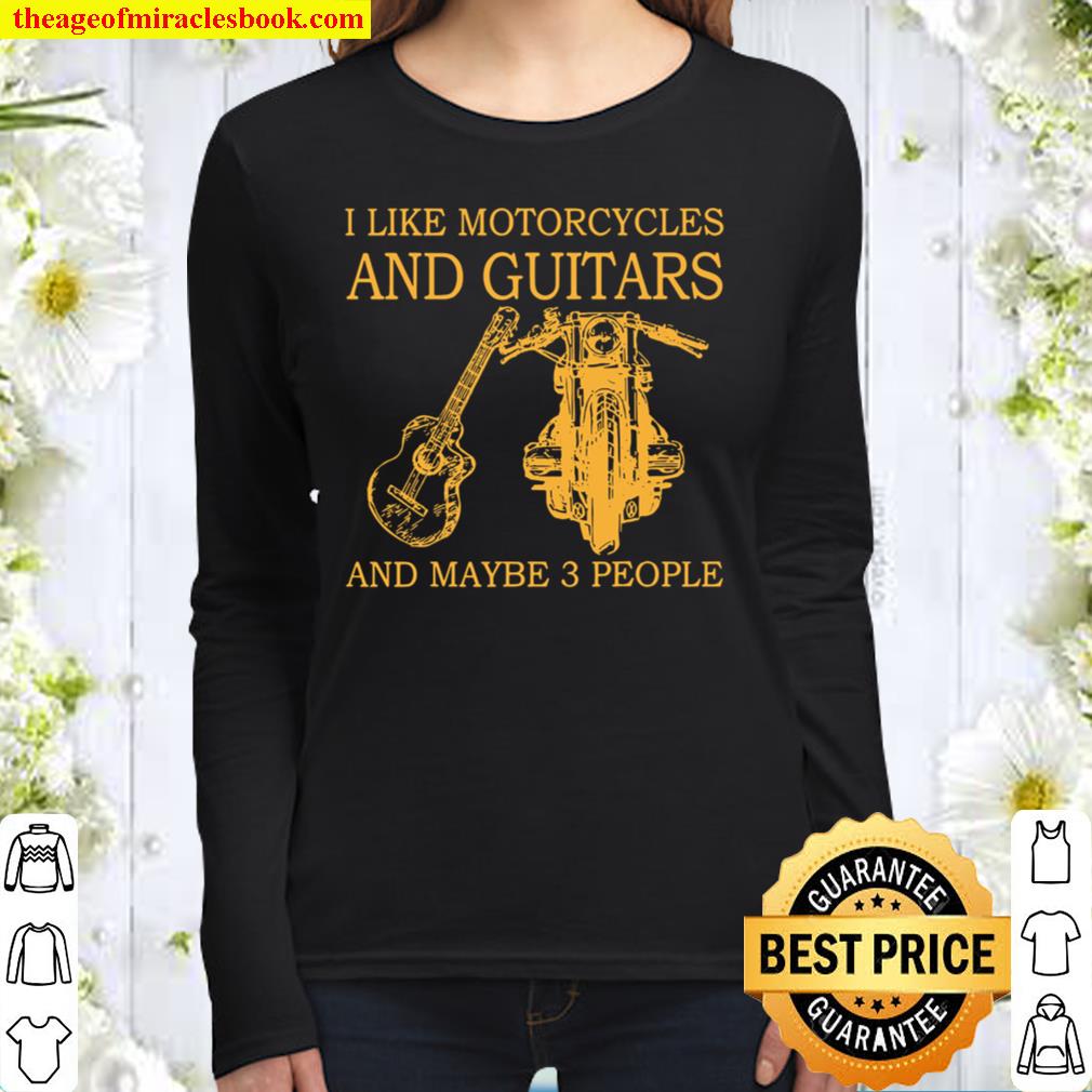I Like Motorcycles And Guitars Silhouette Women Long Sleeved