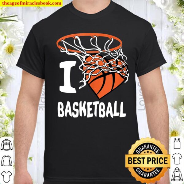I Love Basketball Girl _ Boys Youth Basketball Hoop Shirt