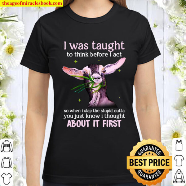 I Was Taught To Think Before I Act So When I Slap The Stupid Outta You Classic Women T-Shirt