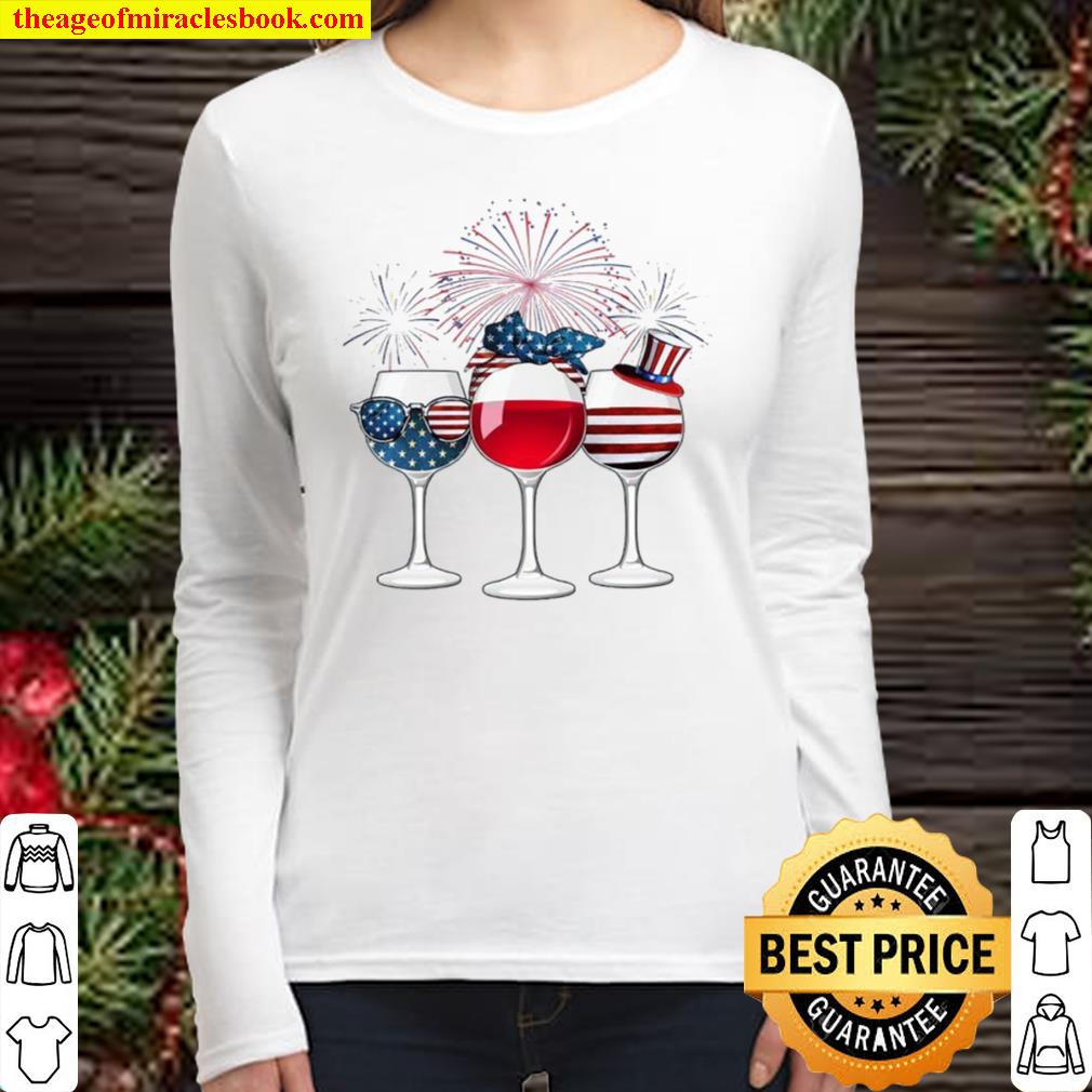 Independence Day gift shirt, US 4th of july wine shirt, American Patri Women Long Sleeved
