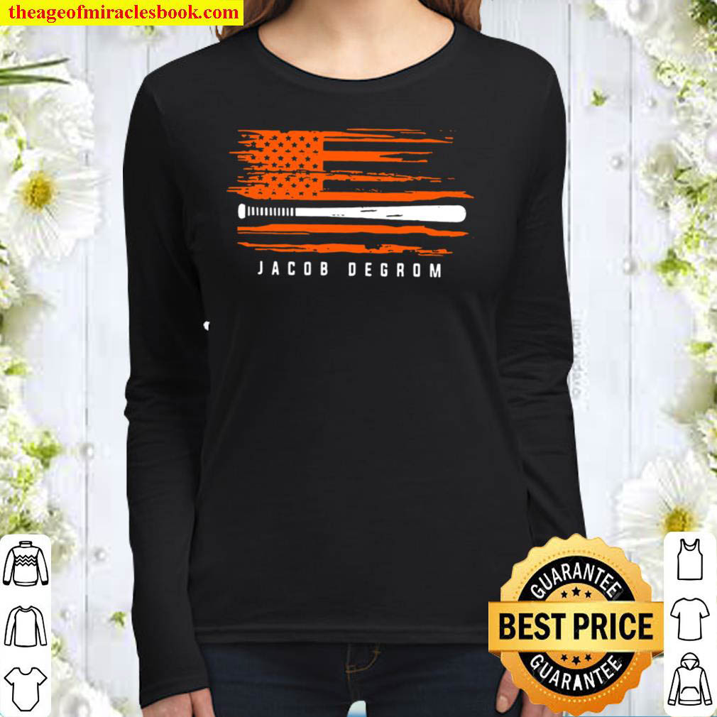 Jacob Degrom Baseball Flag Graphic – Apparel – Gift Women Long Sleeved