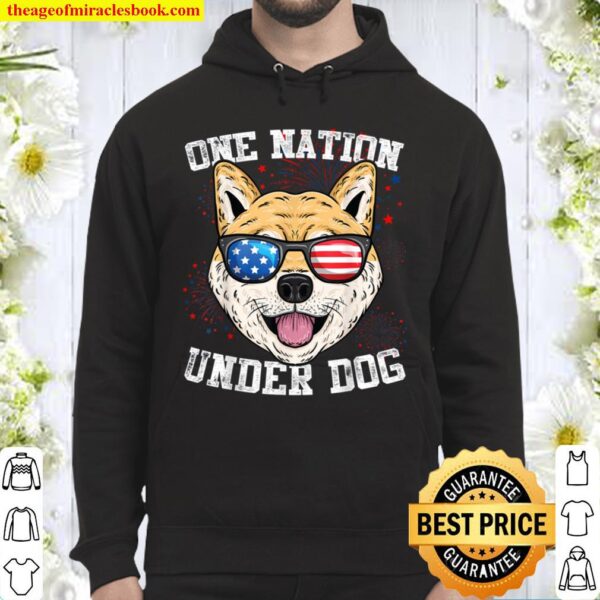 Japanese Spitz One Nation Under Dog 4th of July Funny Gift Hoodie
