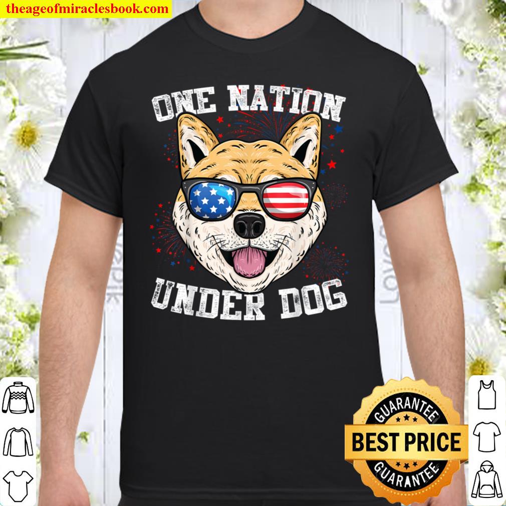 Japanese Spitz One Nation Under Dog 4th of July Funny Gift Shirt