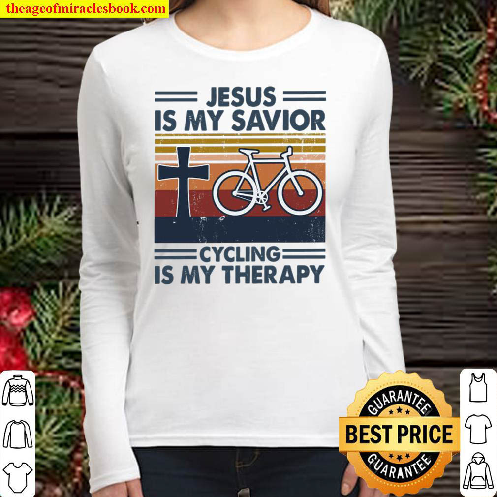 Jesus is my savior cycling is my therapy Women Long Sleeved