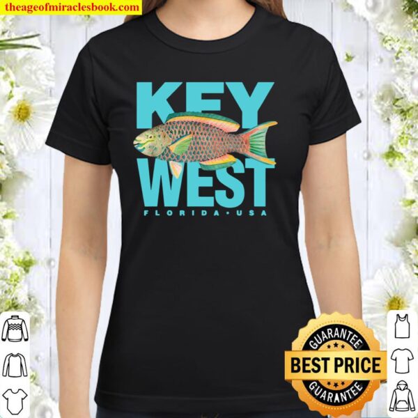 Key West Florida Vintage Parrot Fish Design Classic Women T-Shirt