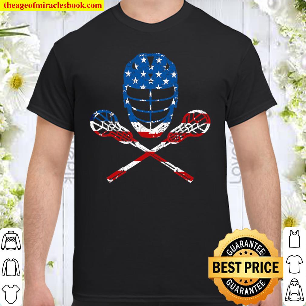 Lacrosse American Flag Lax Helmet Sticks 4th Of July Gifts Shirt