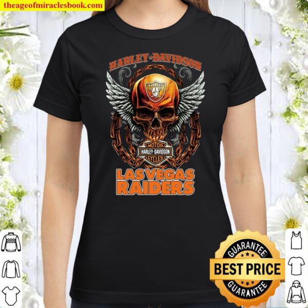 Las-Vegas Raiders Motorcycle Lover Skull Unisex T-shirt Harley-Davidso Classic Women T-Shirt