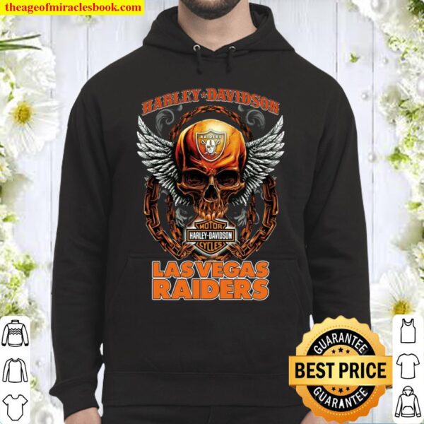 Las-Vegas Raiders Motorcycle Lover Skull Unisex T-shirt Harley-Davidso Hoodie