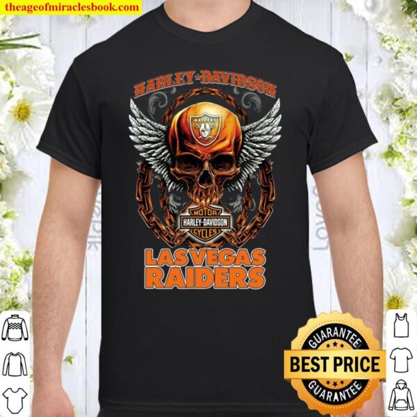 Las-Vegas Raiders Motorcycle Lover Skull Unisex T-shirt Harley-Davidso Shirt