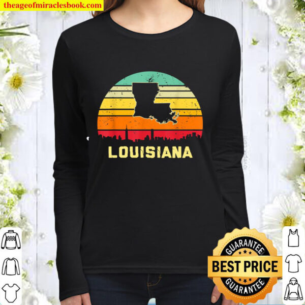 Louisiana T-Shirt Vintage Retro Style Women Long Sleeved