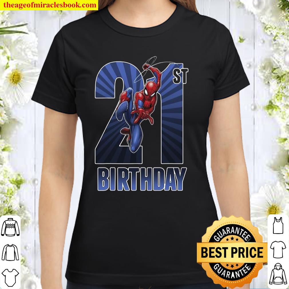 Marvel Spider-Man Swinging 21St Birthday Graphic Classic Women T-Shirt