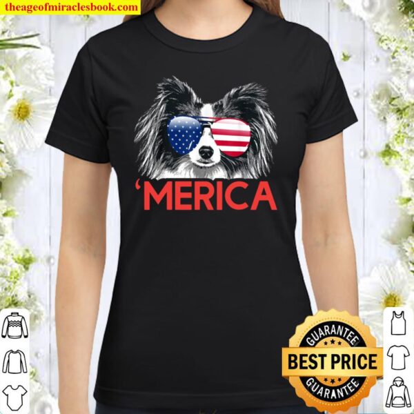 Merica Papillon American Flag 4th of July Classic Women T-Shirt