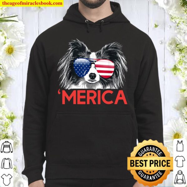 Merica Papillon American Flag 4th of July Hoodie