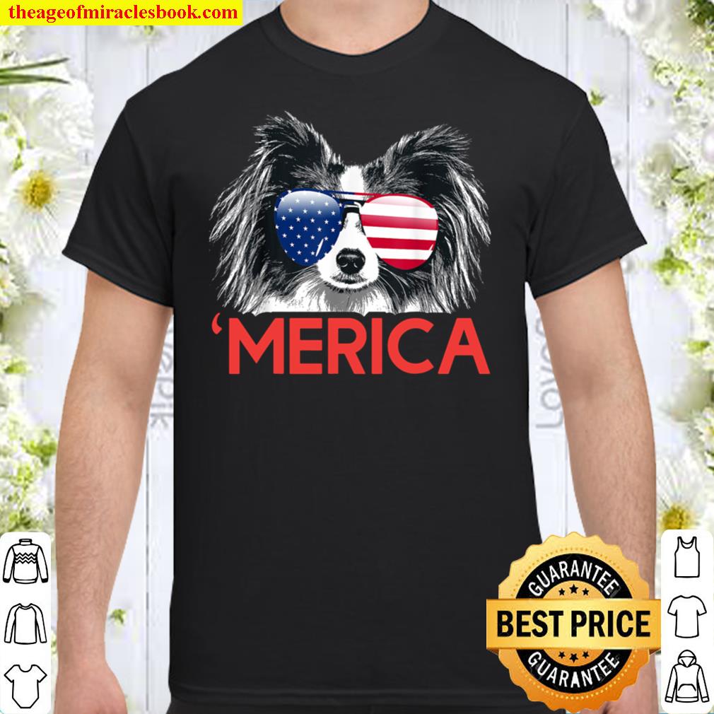 Merica Papillon American Flag 4th of July Shirt