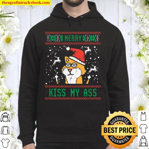 Merry Kiss My Ass Shiba Inu Dog Santa Ugly Christmas Gift Hoodie