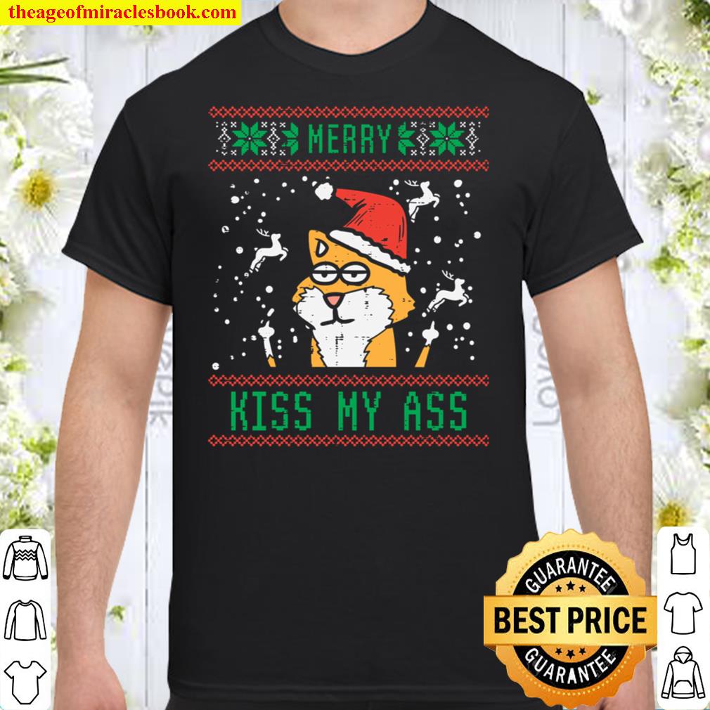 Merry Kiss My Ass Shiba Inu Dog Santa Ugly Christmas Gift Shirt