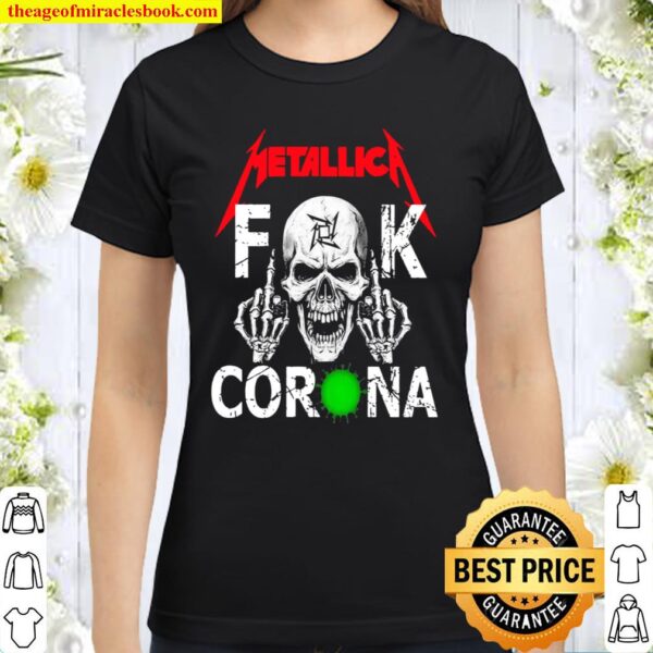 Metallica White Skull And Corona Classic Women T-Shirt