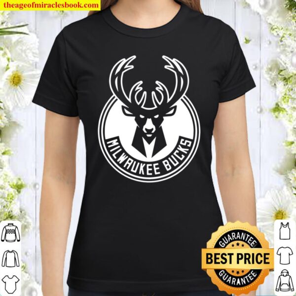 Milwaukee Bucks White Logo Classic Women T-Shirt