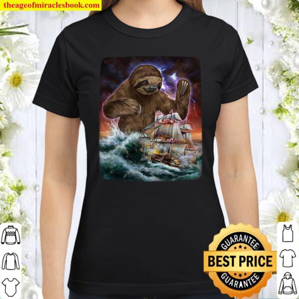 Monster Sloth Ambushes a Royal Navy Ship Classic Women T-Shirt