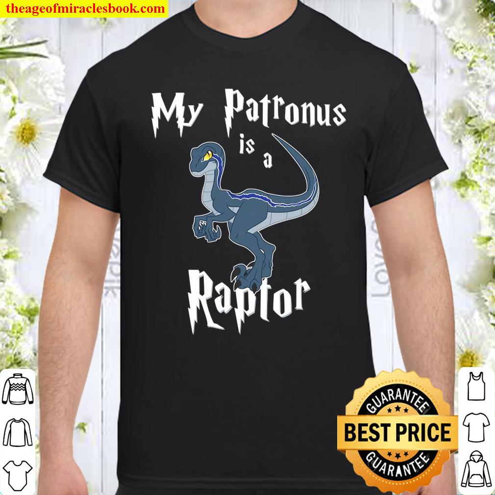 My Patronus Is A Raptor Shirt – Blue Striped Dinosaur Gift Shirt