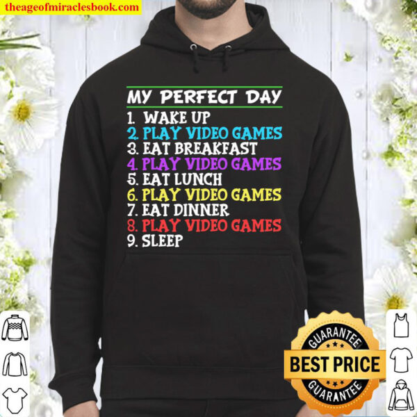 My Perfect Day Video Games T shirt Funny Cool Gamer Tee Hoodie