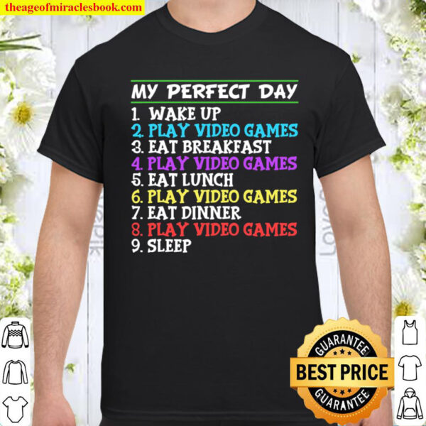 My Perfect Day Video Games T shirt Funny Cool Gamer Tee Shirt