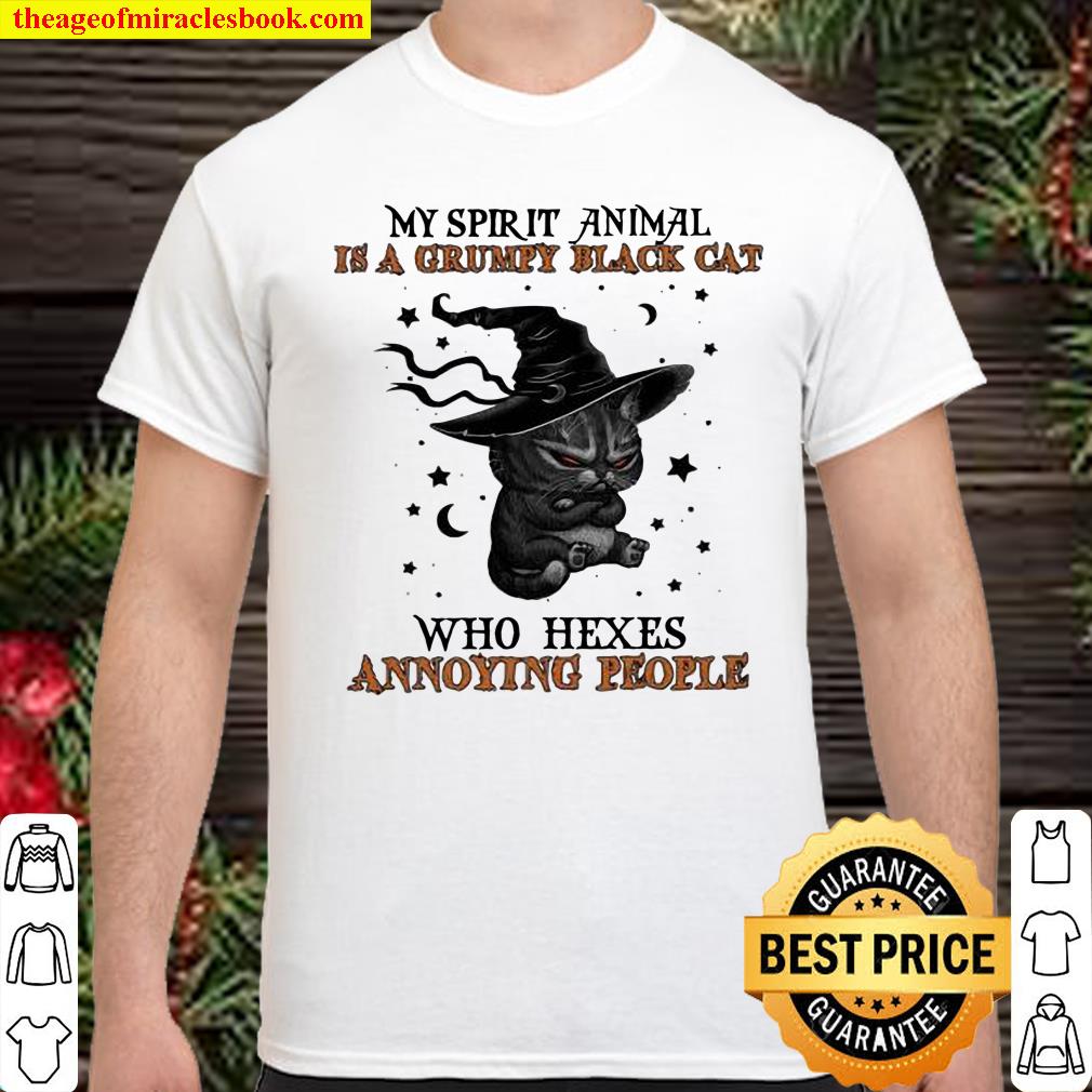 My Spirit Animal Is A Grumpy Black Cat Who Hexes Annoying People Shirt