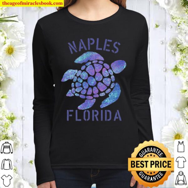 Naples, Florida Beach Design Tribal Turtle Gift Women Long Sleeved