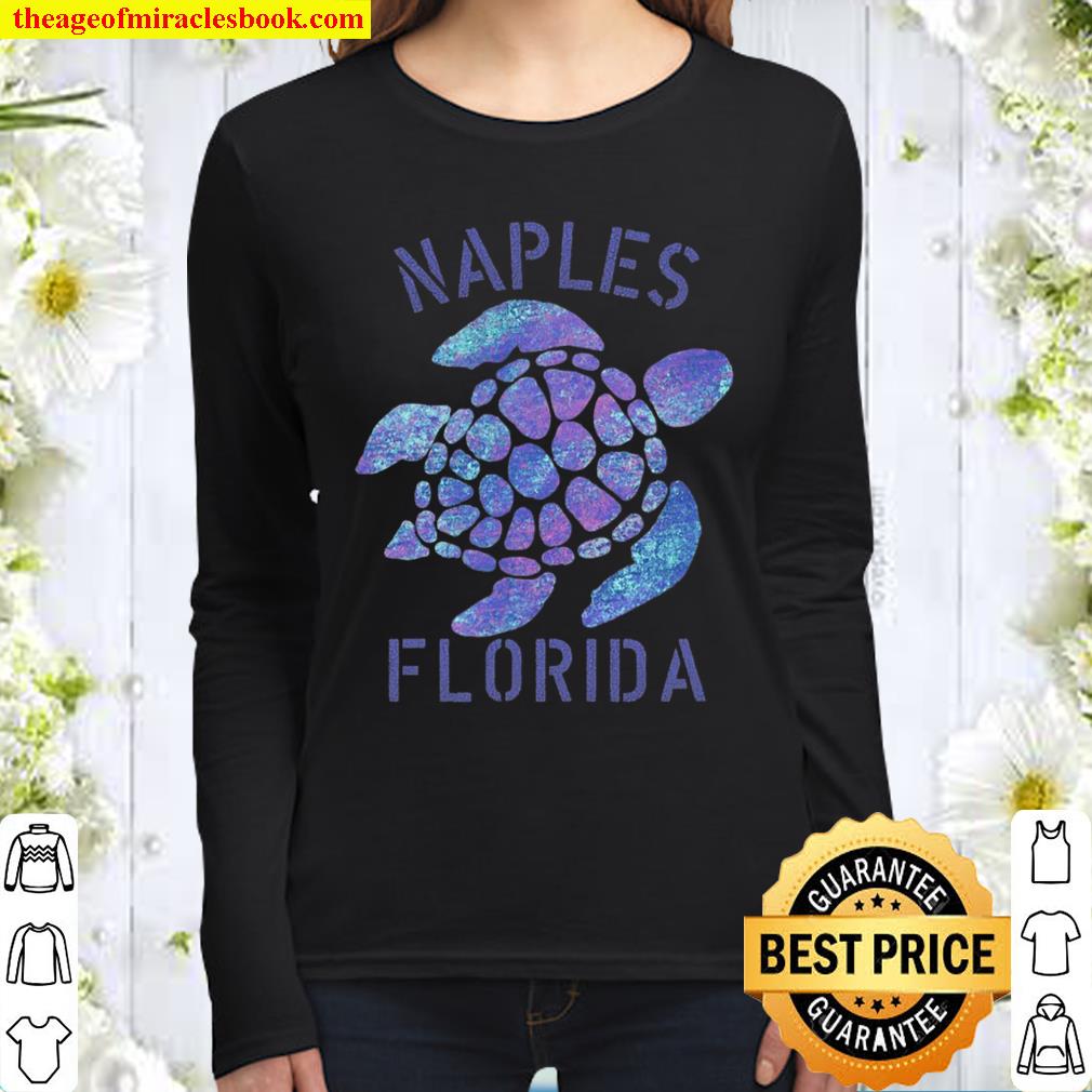 Naples, Florida Beach Design Tribal Turtle Gift Women Long Sleeved