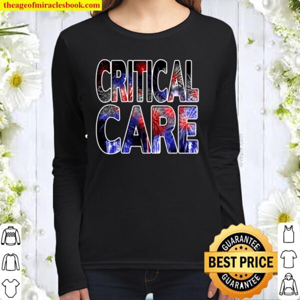 Nurses July 4th Fireworks Patriotic Critical Care Women Long Sleeved