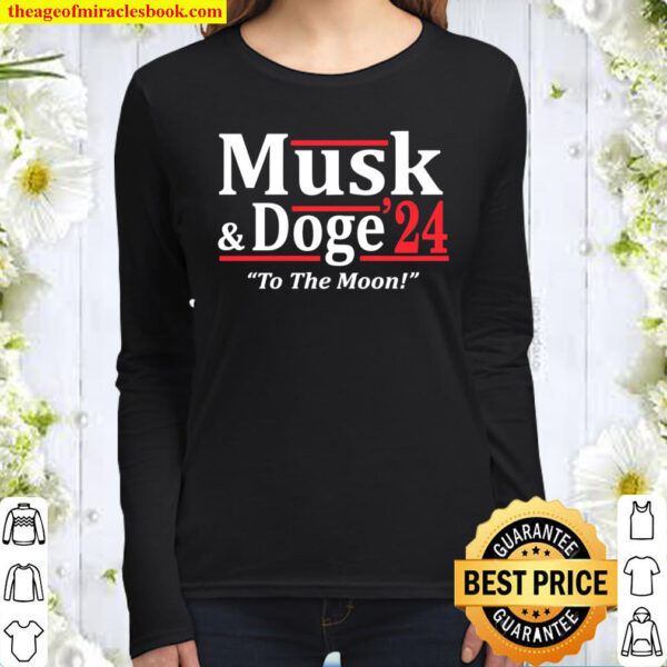 Official Musk And Doge 2024 To The Moon Women Long Sleeved